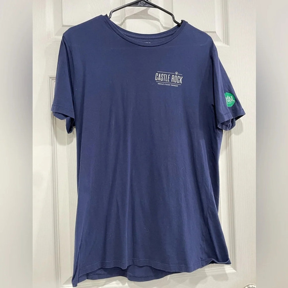 Whole Foods Navy T-shirt Castle Rock Unisex Size Medium or Large Loomstate - Picture 1 of 6